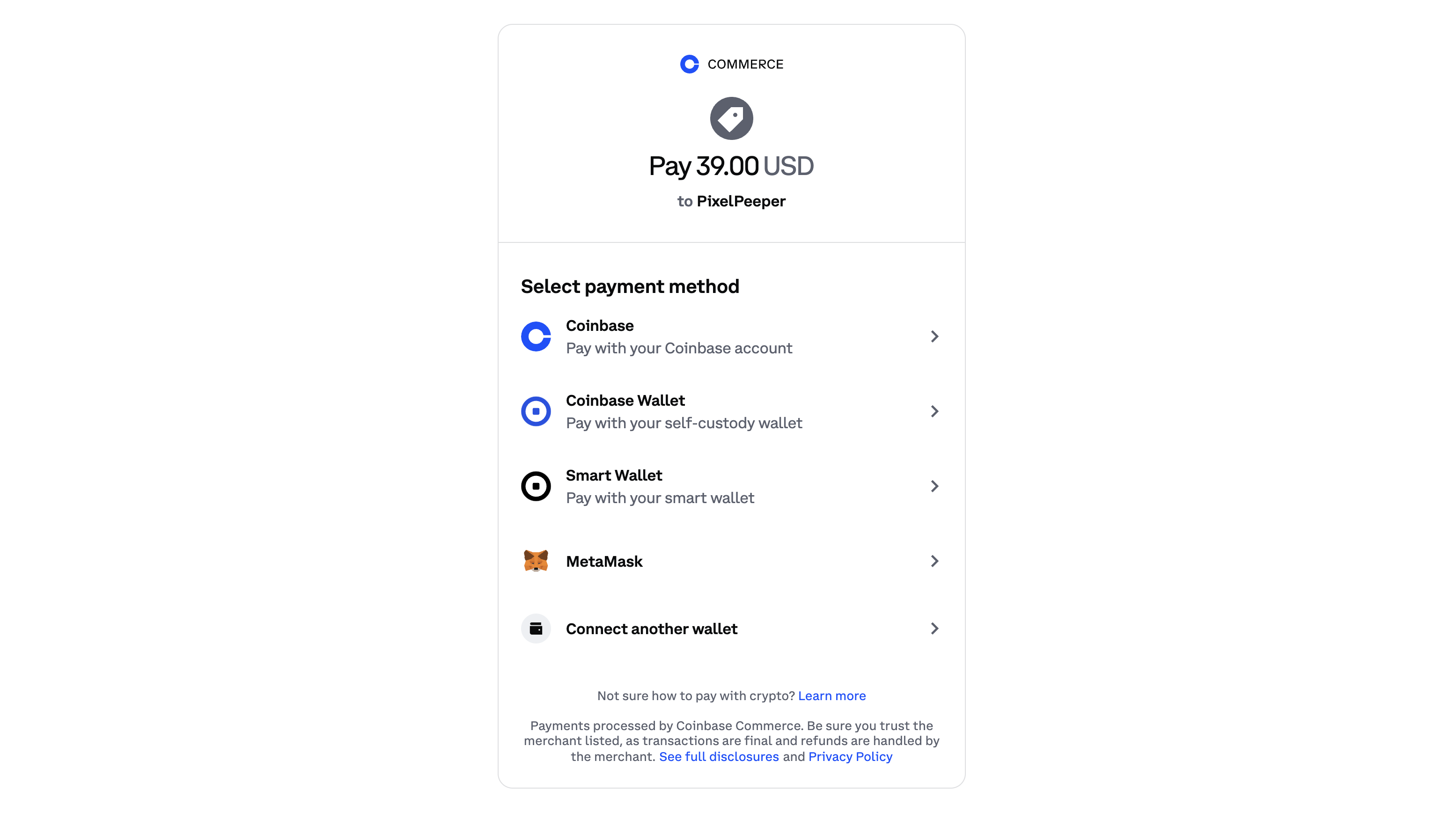 Hosted checkout page